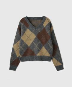 VICKY / ビッキー ニット・セーター | アーガイルVネックニット≪手洗い可能≫