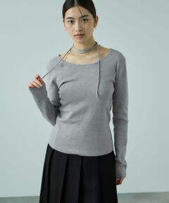 VICKY / ビッキー ニット・セーター | ストリング付バレエネックリブニット≪手洗い可能≫