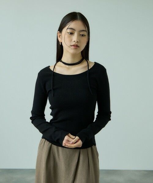 VICKY / ビッキー ニット・セーター | ストリング付バレエネックリブニット≪手洗い可能≫ | 詳細1