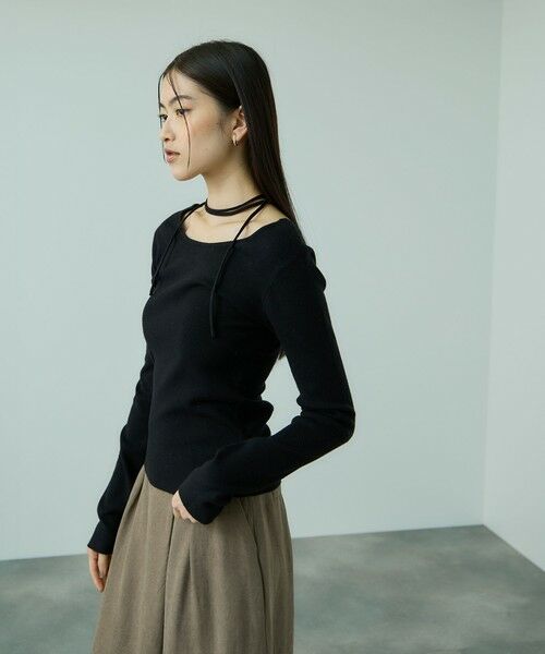 VICKY / ビッキー ニット・セーター | ストリング付バレエネックリブニット≪手洗い可能≫ | 詳細2