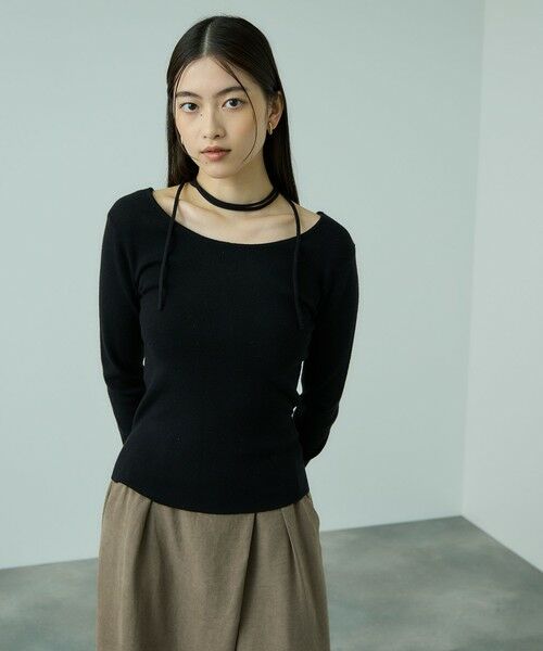 VICKY / ビッキー ニット・セーター | ストリング付バレエネックリブニット≪手洗い可能≫ | 詳細3