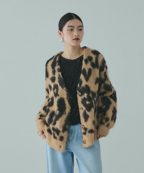 VICKY / ビッキー カーディガン・ボレロ | レオパードジャガードシャギーニットカーディガン | 詳細1
