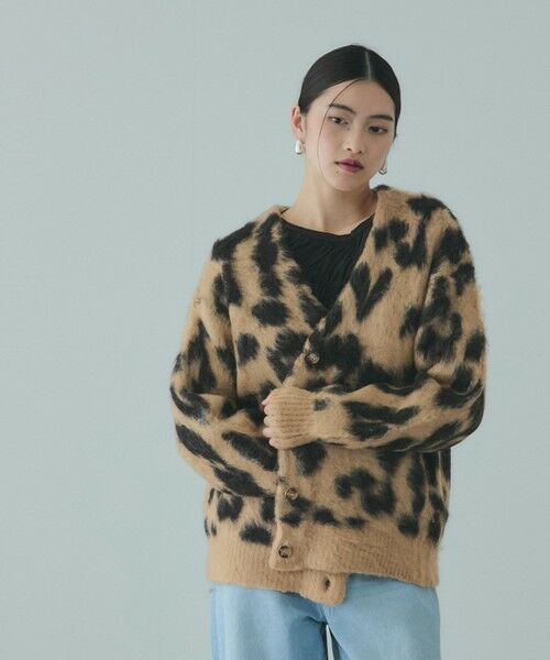 VICKY / ビッキー カーディガン・ボレロ | レオパードジャガードシャギーニットカーディガン（ベージュ系その他）