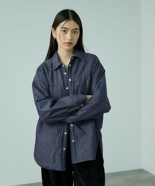 VICKY / ビッキー シャツ・ブラウス | パデッドデニムビッグシャツ≪洗濯機で洗える≫ | 詳細5