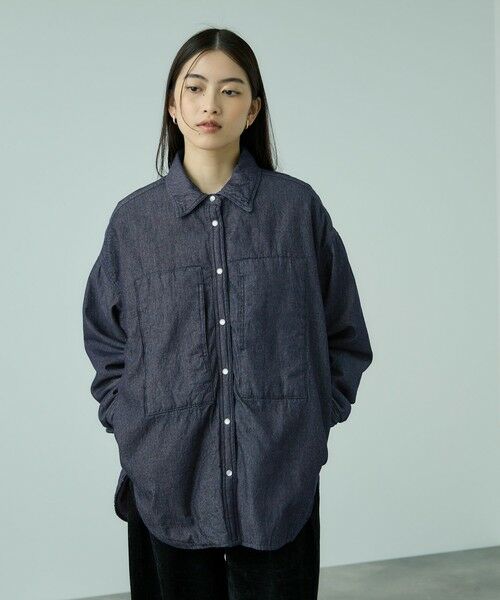 VICKY / ビッキー シャツ・ブラウス | パデッドデニムビッグシャツ≪洗濯機で洗える≫ | 詳細8