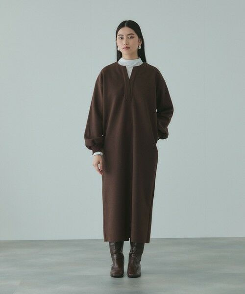 VICKY / ビッキー ロング・マキシ丈ワンピース | ソフトニットメルトンキーネックワンピース≪手洗い可能≫ | 詳細1