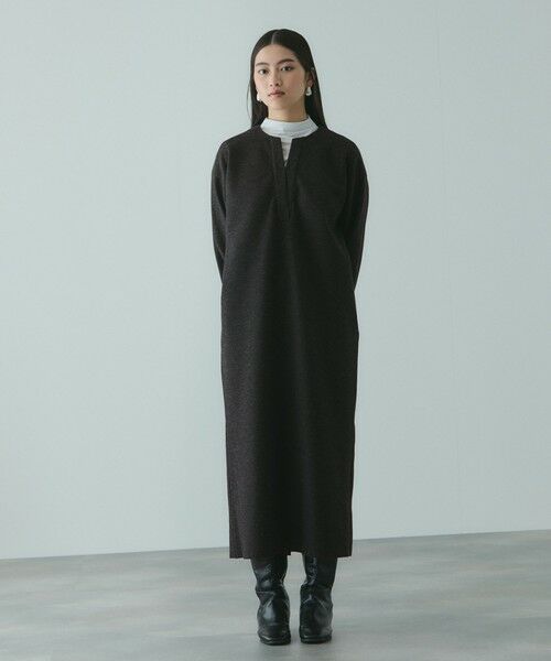 VICKY / ビッキー ロング・マキシ丈ワンピース | ソフトニットメルトンキーネックワンピース≪手洗い可能≫ | 詳細17