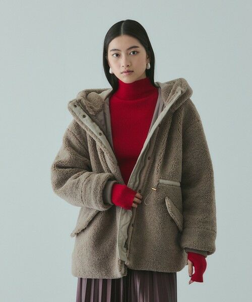 VICKY / ビッキー テーラードジャケット | ショートボア中綿ドロストブルゾン（ブラウン）