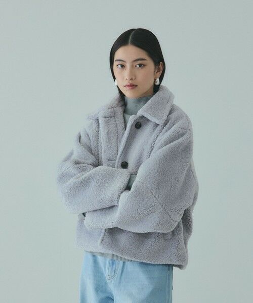 VICKY / ビッキー テーラードジャケット | ボアコクーンスリーブブルゾン（ブルー）