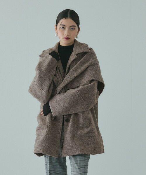 VICKY / ビッキー テーラードジャケット | ショール付きスライバーニットコート | 詳細4