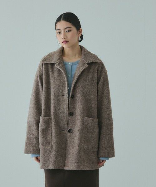 VICKY / ビッキー テーラードジャケット | ショール付きスライバーニットコート | 詳細8