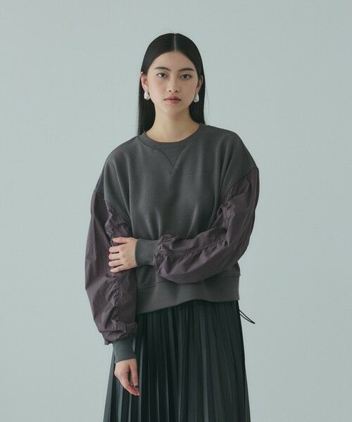 VICKY / ビッキー カットソー | スイッチングドロストウェットプルオーバー≪洗濯機で洗える≫（ダークグレー）
