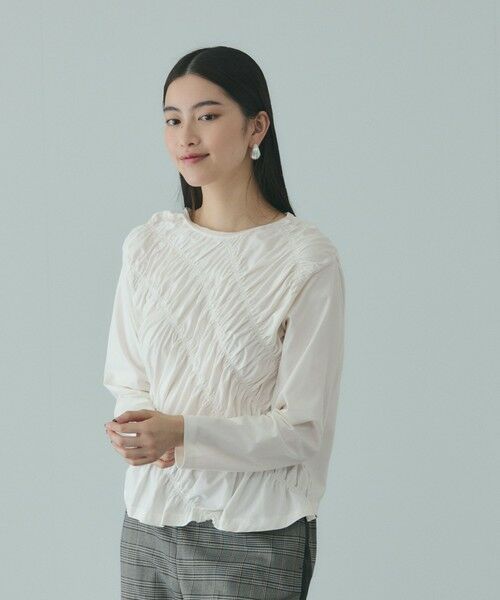 VICKY / ビッキー カットソー | ギャザーラインフロントカットソー≪洗濯機で洗える≫（オフホワイト）