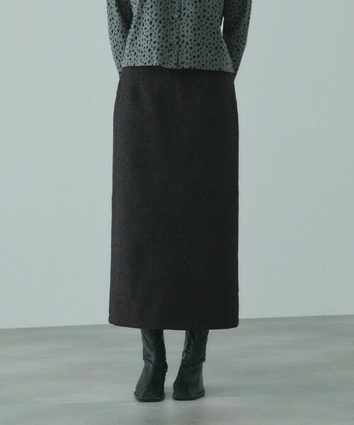 VICKY / ビッキー ミニ・ひざ丈スカート | ソフトニットメルトンIラインスカート≪手洗い可能≫（ダークグレー）