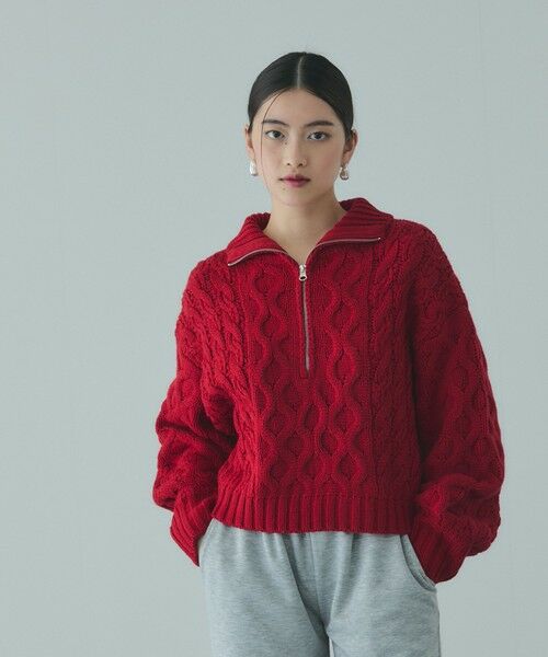 VICKY / ビッキー ニット・セーター | バルキーケーブルハーフジップニット≪手洗い可能≫ | 詳細6