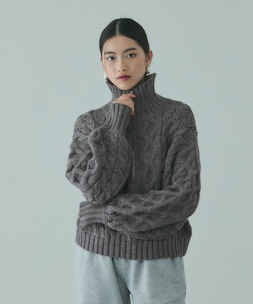 VICKY / ビッキー ニット・セーター | バルキーケーブルハーフジップニット≪手洗い可能≫ | 詳細10
