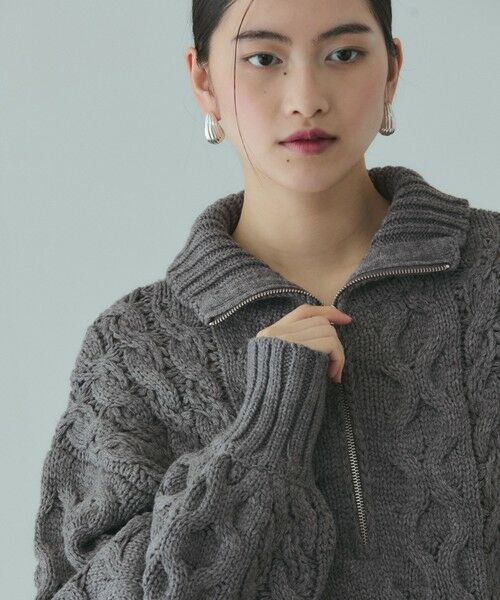 VICKY / ビッキー ニット・セーター | バルキーケーブルハーフジップニット≪手洗い可能≫ | 詳細13