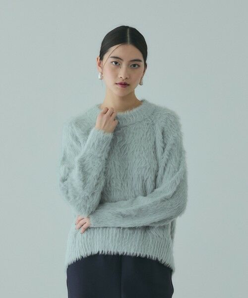 VICKY / ビッキー ニット・セーター | カーブヘムシャギーニットプルオーバー≪手洗い可能≫（グリーン）