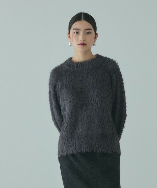 VICKY / ビッキー ニット・セーター | カーブヘムシャギーニットプルオーバー≪手洗い可能≫（ダークグレー）