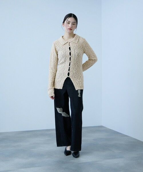 VICKY / ビッキー カーディガン・ボレロ | ＜陰影で魅せる＞ツイード風MIXスラブポロカーデ | 詳細13