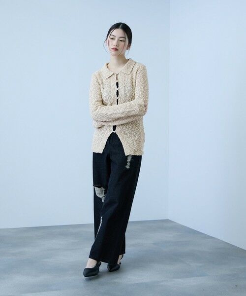 VICKY / ビッキー カーディガン・ボレロ | ＜陰影で魅せる＞ツイード風MIXスラブポロカーデ | 詳細14