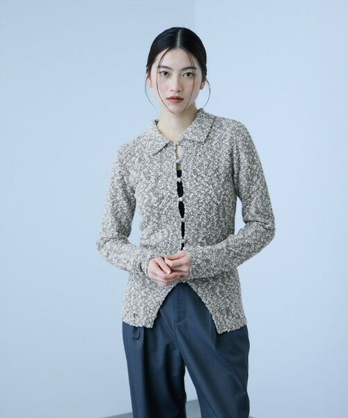 VICKY / ビッキー カーディガン・ボレロ | ＜陰影で魅せる＞ツイード風MIXスラブポロカーデ | 詳細17