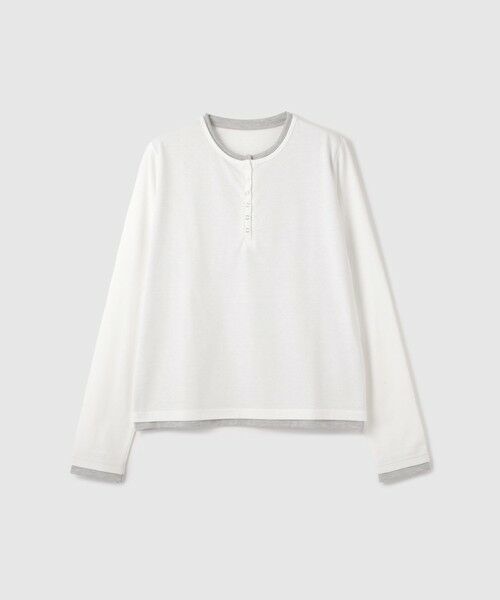 VICKY / ビッキー カットソー | ヘンリーネックレイヤードTシャツ（オフホワイト）