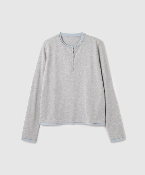 VICKY / ビッキー カットソー | ヘンリーネックレイヤードTシャツ（ライトグレー）