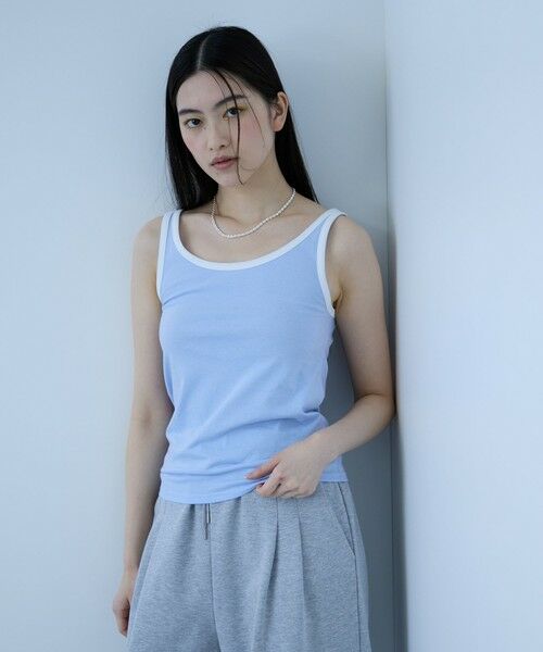 VICKY / ビッキー キャミソール・チューブトップ | バイカラーパイピングタンクトップ（ブルー）