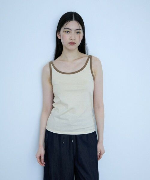 VICKY / ビッキー キャミソール・チューブトップ | バイカラーパイピングタンクトップ（ベージュ）