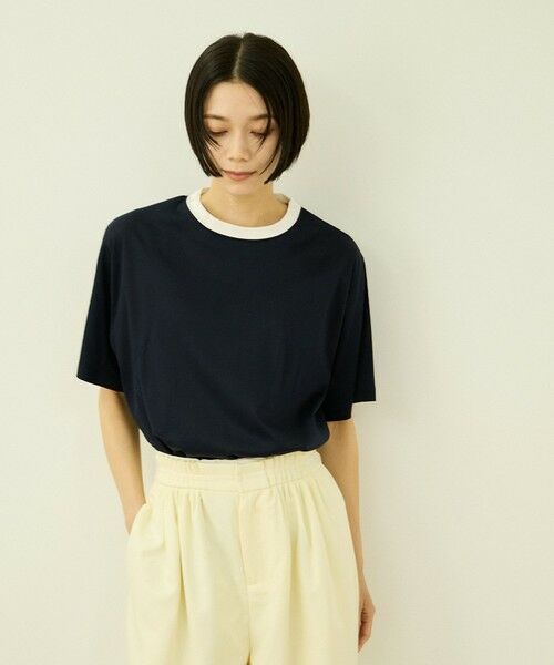 VICKY / ビッキー カットソー | 【一日、清潔感。】汗じみケア ひんやりリンガーTシャツ（ネイビー）