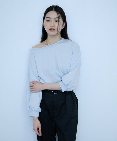 VICKY / ビッキー カットソー | 【着回し抜群】マルチネックスウェット（ブルー）