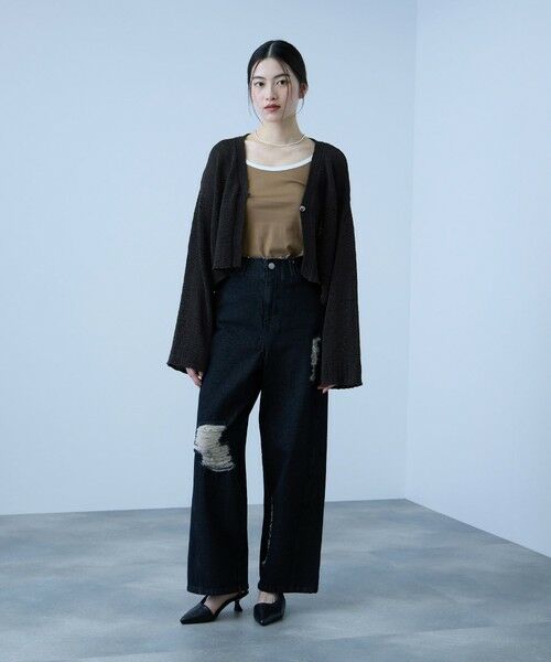 VICKY / ビッキー ニット・セーター | テープヤーンショート丈カーディガン | 詳細6