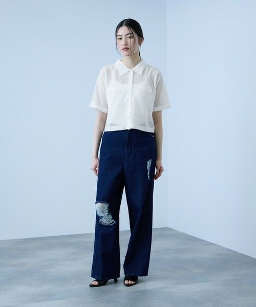 VICKY / ビッキー カーディガン・ボレロ | メッシュポロラメニットカーデ | 詳細5