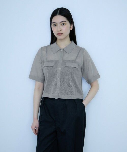 VICKY / ビッキー カーディガン・ボレロ | メッシュポロラメニットカーデ（ライトグレー）