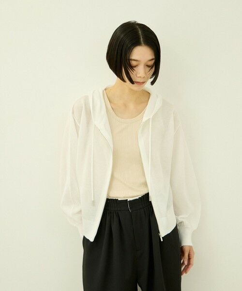 VICKY / ビッキー ニット・セーター | ラメシアーニットパーカー（オフホワイト）