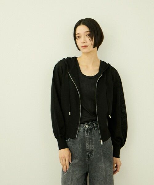 VICKY / ビッキー ニット・セーター | ラメシアーニットパーカー（ブラック）