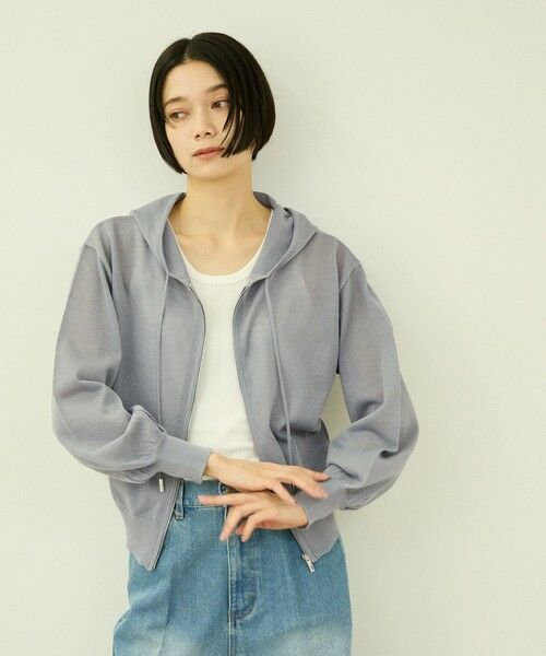 VICKY / ビッキー ニット・セーター | ラメシアーニットパーカー（ライトグレー）