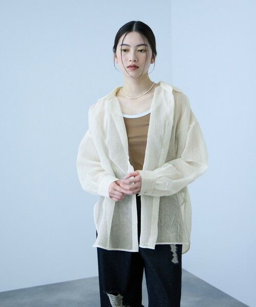 VICKY / ビッキー シャツ・ブラウス | リネンライクボイルシャツ（オフホワイト）