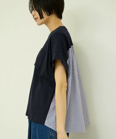 VICKY / ビッキー カットソー | ストライプ切替プルオーバー