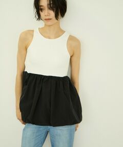VICKY / ビッキー キャミソール・チューブトップ | 異素材切り替えバルーンタンク