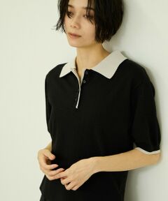 VICKY / ビッキー ニット・セーター | レーヨンナイロン配色ポロニット