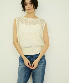 VICKY / ビッキー ニット・セーター | ダイヤジャガードノースリーブニット