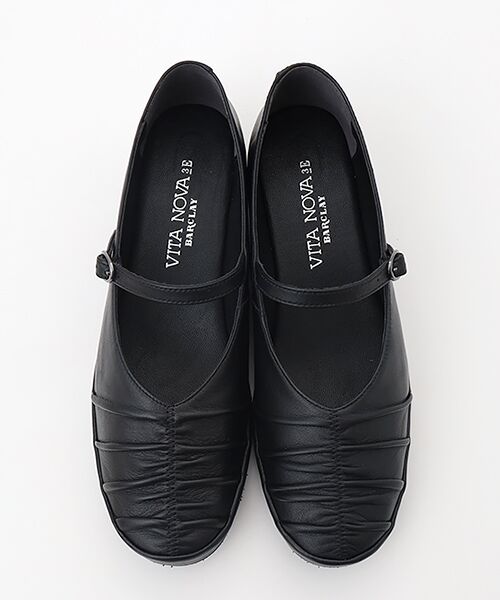 VITA NOVA / ヴィタノーヴァ フラットシューズ | シャーリングデザイン プラットフォームソールシューズ | 詳細1