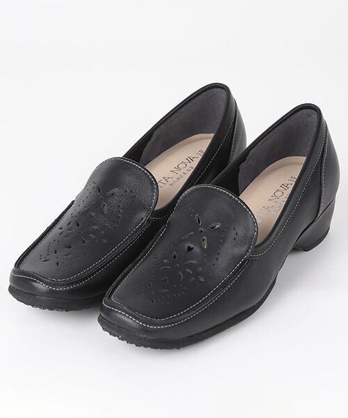 VITA NOVA / ヴィタノーヴァ フラットシューズ | パンチングモカシンローファー（ブラック）