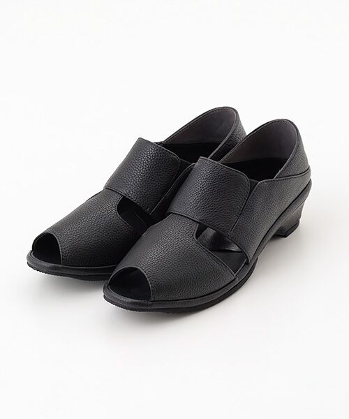 VITA NOVA/ヴィタノーヴァ オープントゥプラットフォームシューズ ブラック 22cm