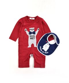WASK / ワスク ロンパース | BABY クマ ロンパース + クマ スタイ 2点セット (70cm~80cm)