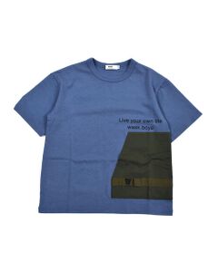 配色 ポケット ロゴプリント ビッグ 半袖 Tシャツ (100~160cm)