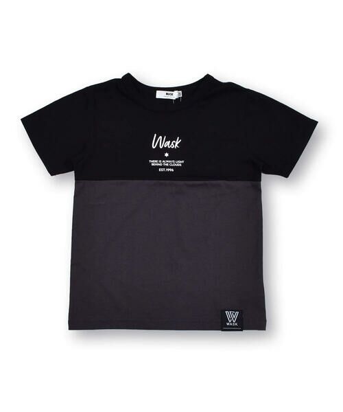 WASK / ワスク Tシャツ | ロゴ 切り替え バイカラー 天竺 半袖 Tシャツ (100~160cm) | 詳細1