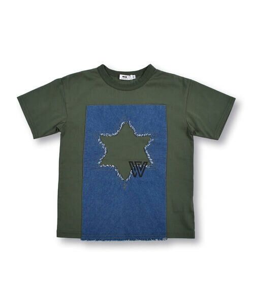 WASK / ワスク Tシャツ | デニム 星 パッチ 天竺 ワイド 半袖 Tシャツ (100~160cm) | 詳細13